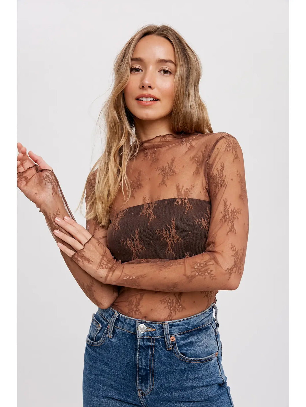 The Lace Layering Top - Hazelnut